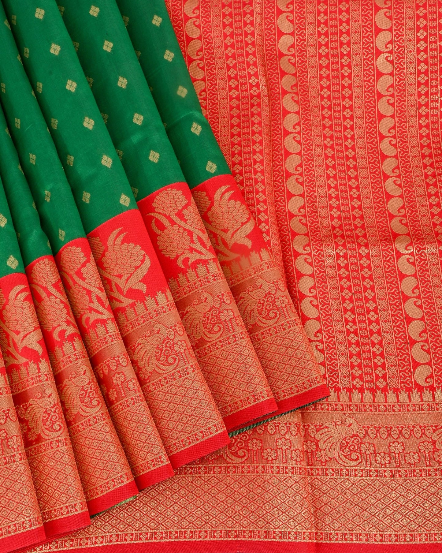 Green Silk Banarsi Saree - Shop Vastram
