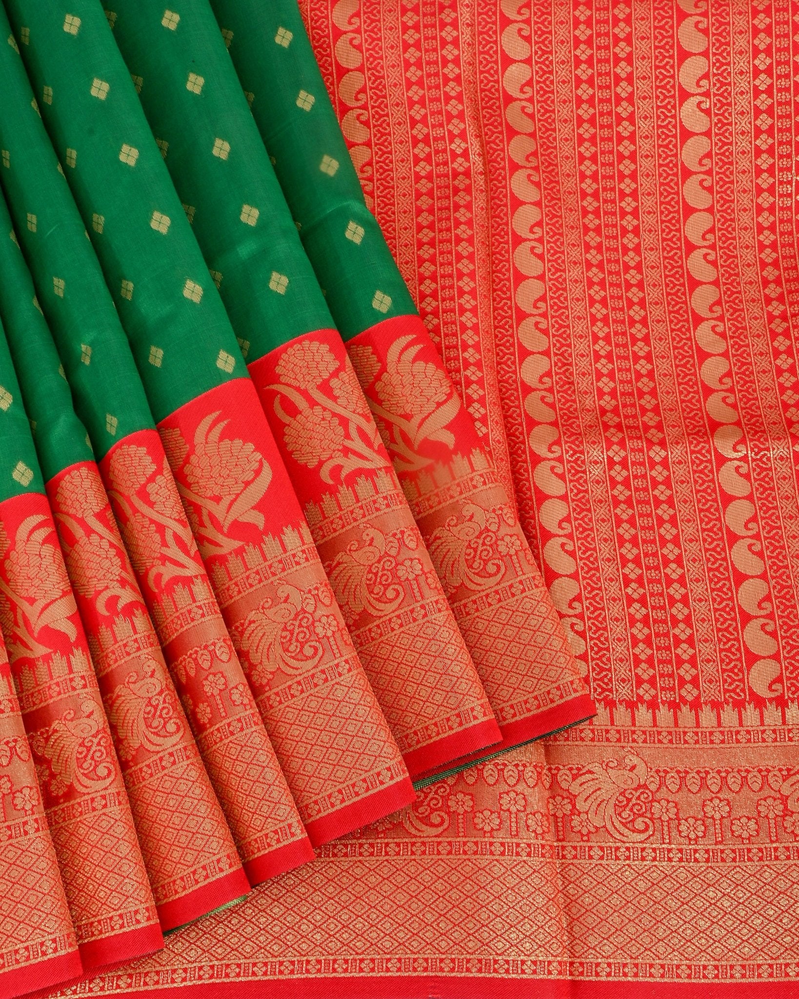 Green Silk Banarsi Saree - Shop Vastram