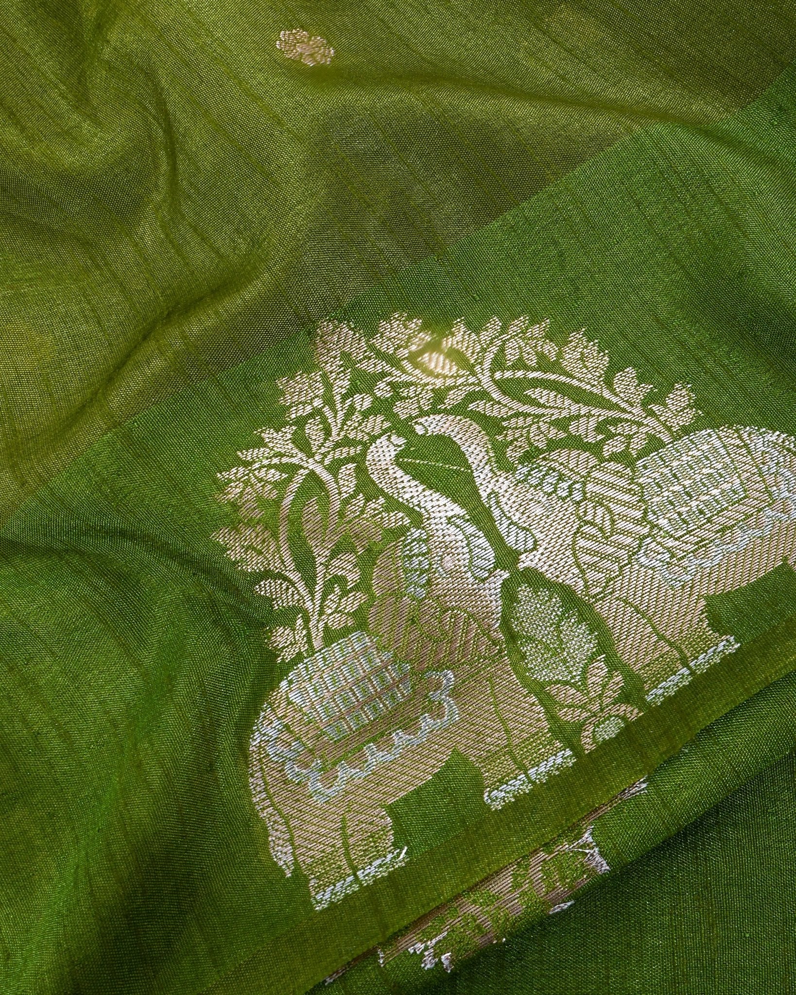 Green Silk Banarsi Saree - Shop Vastram