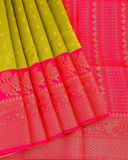Green Silk Banarsi Saree - Shop Vastram