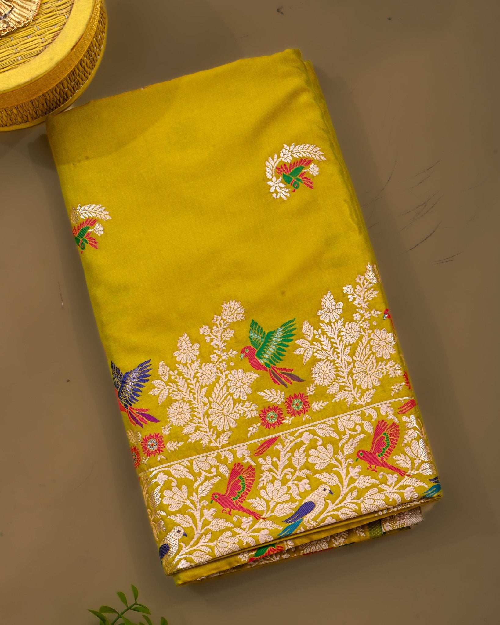 Green Silk Banarsi Saree - Shop Vastram