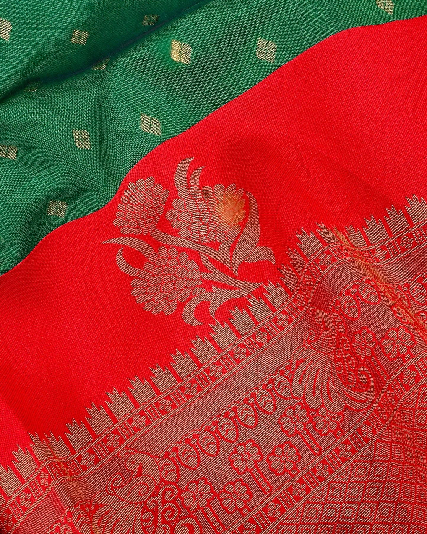 Green Silk Banarsi Saree - Shop Vastram