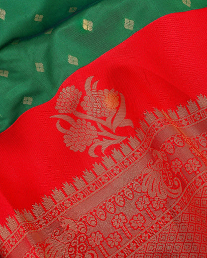 Green Silk Banarsi Saree - Shop Vastram