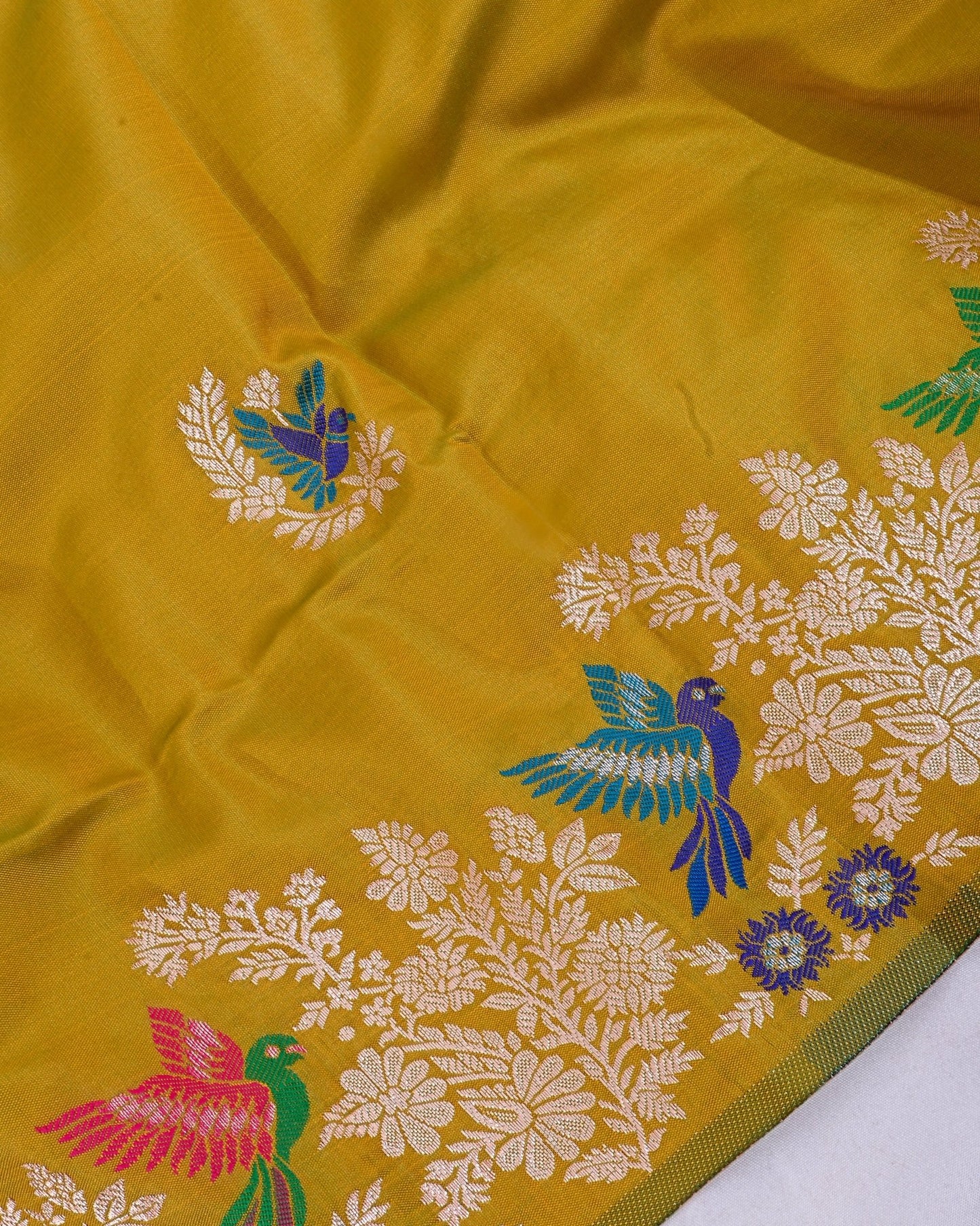 Green Silk Banarsi Saree - Shop Vastram