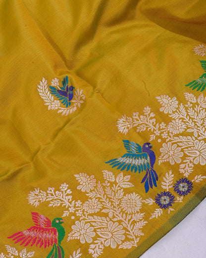 Green Silk Banarsi Saree - Shop Vastram