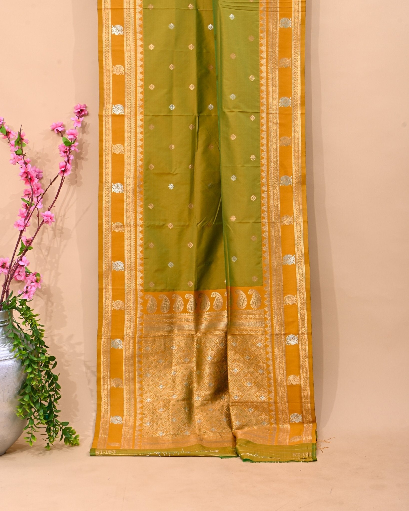 Green Silk Banarsi Saree - Shop Vastram