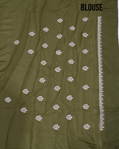 Green Silk Embroidery Saree - Shop Vastram