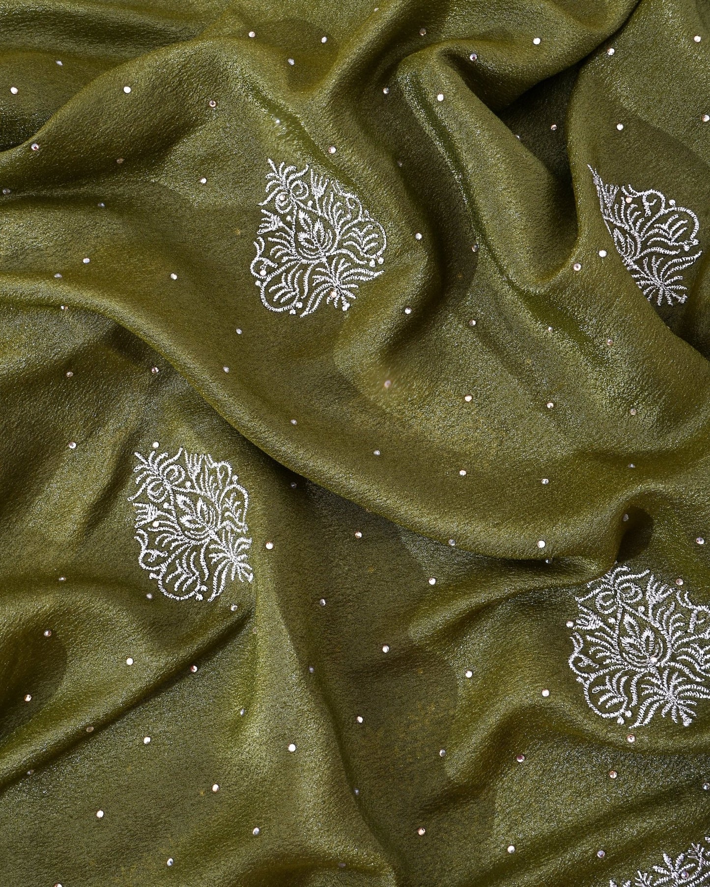 Green Silk Embroidery Saree - Shop Vastram