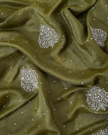 Green Silk Embroidery Saree - Shop Vastram