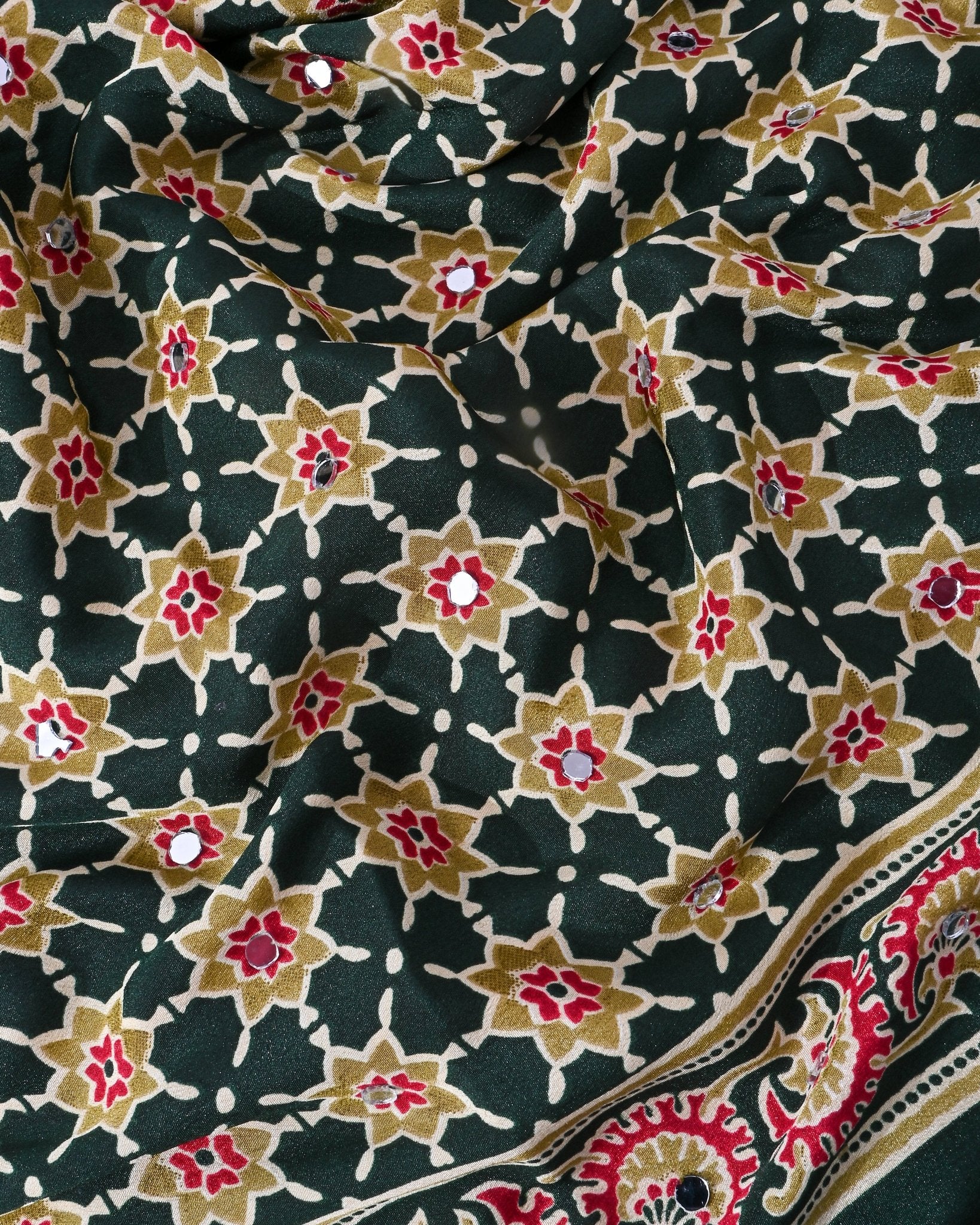 Green Silk Printed Saree - Shop Vastram