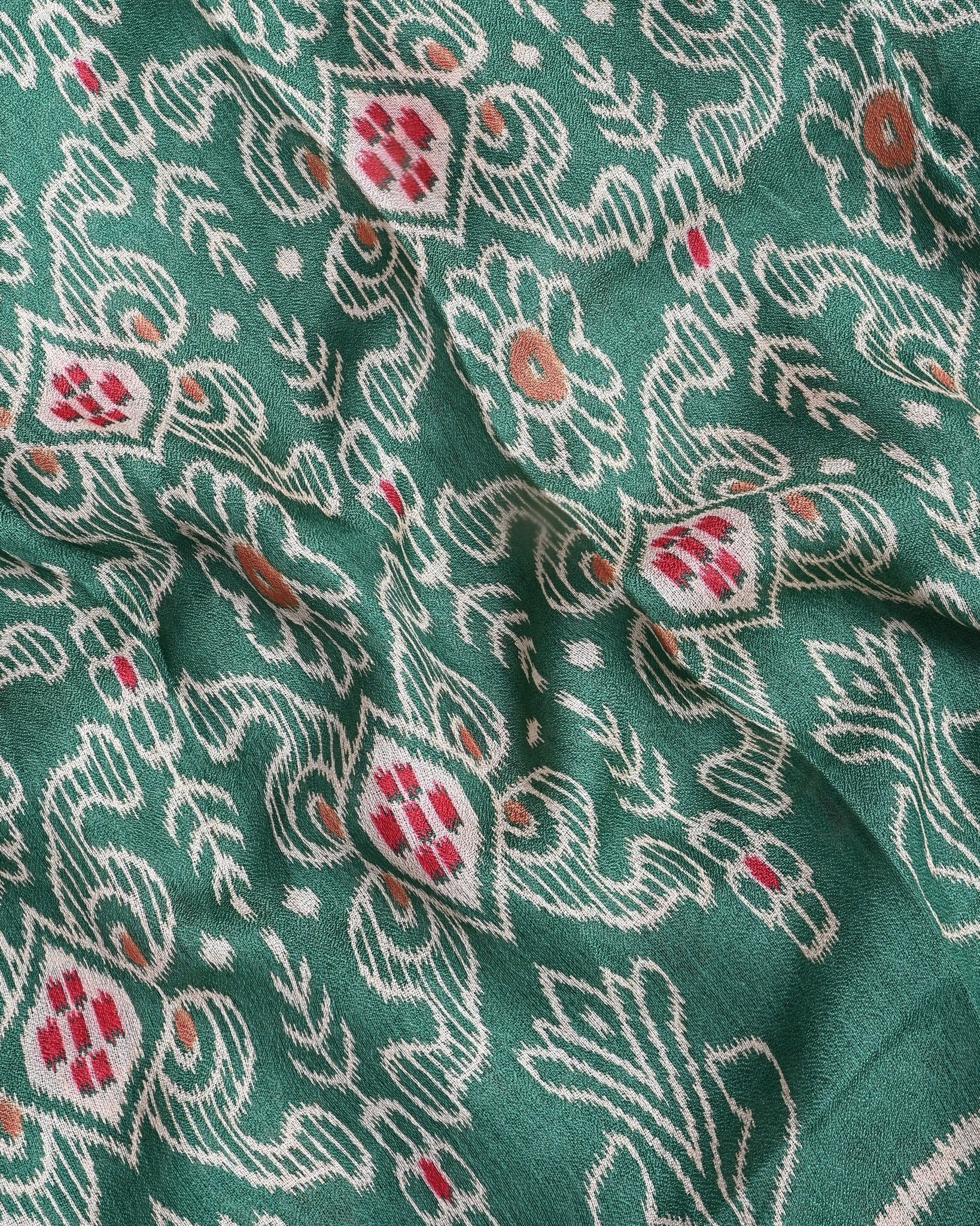 Green Silk Printed Saree - Shop Vastram