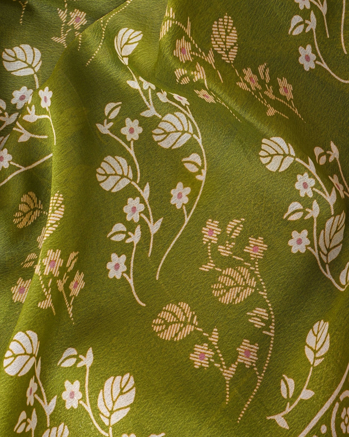 Green Silk Printed Saree - Shop Vastram