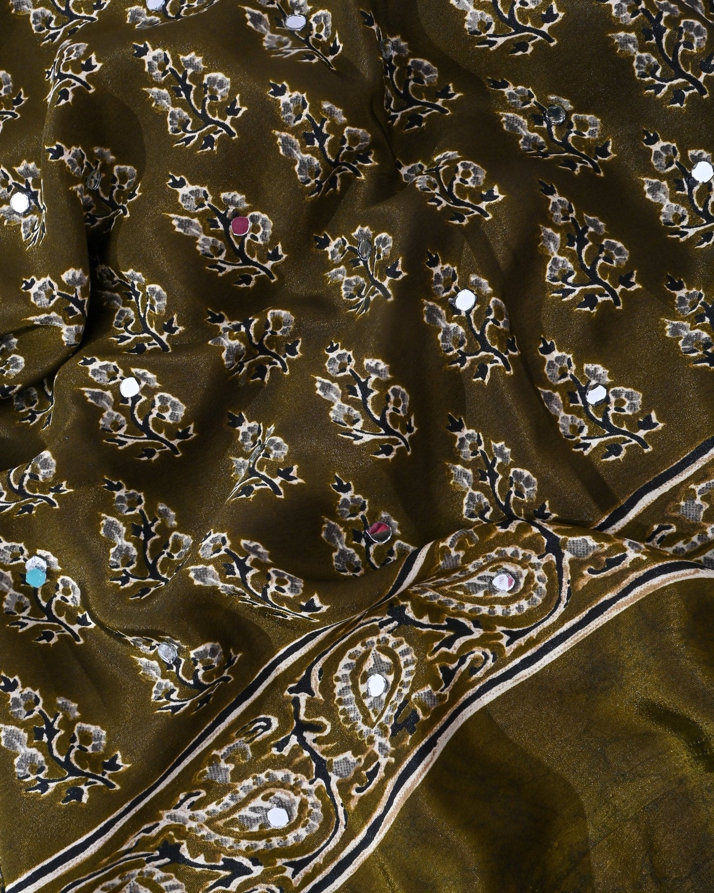 Green Silk Printed Saree - Shop Vastram