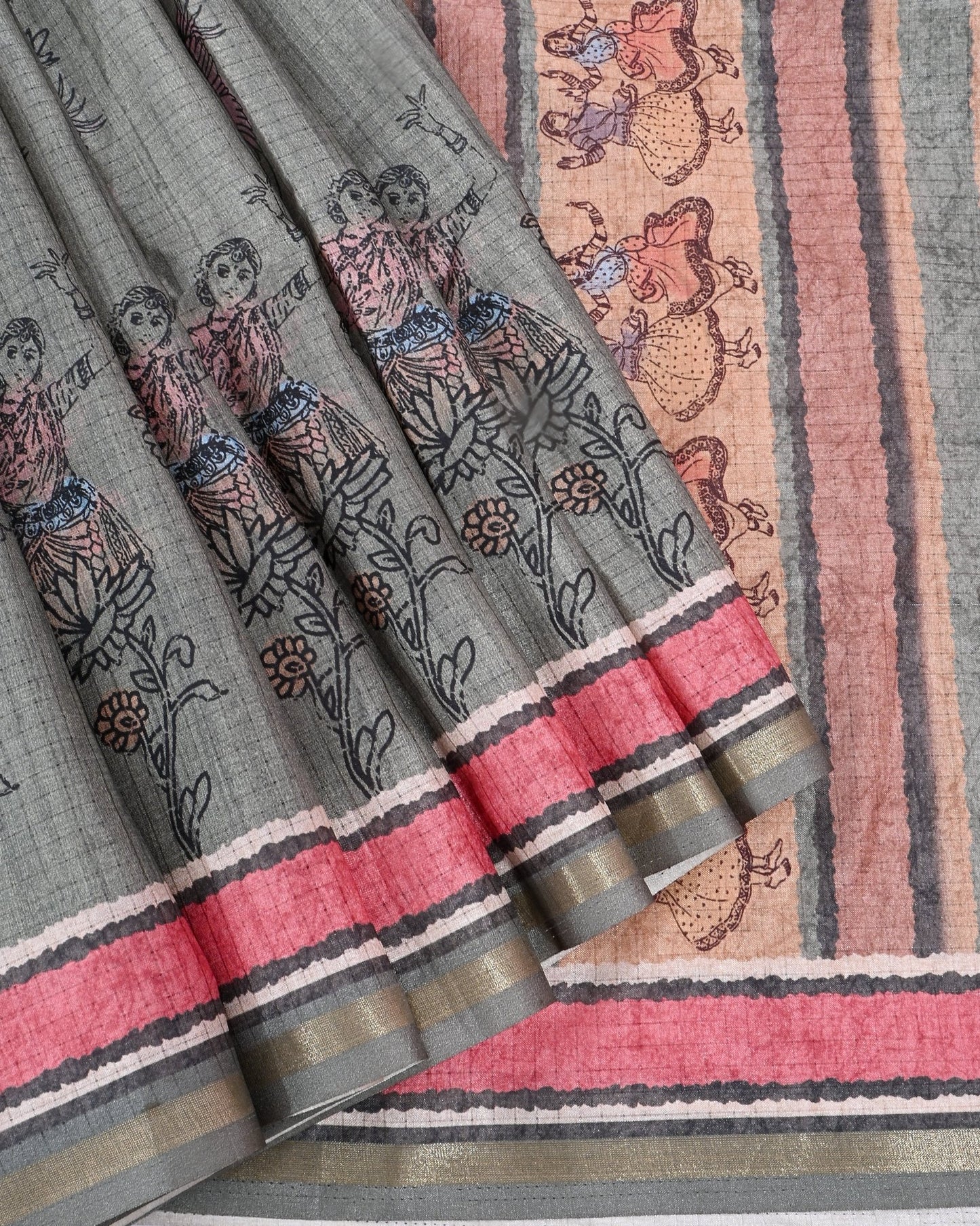 Green Silk Printed Saree - Shop Vastram