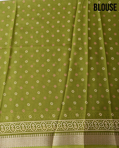 Green Silk Printed Saree - Shop Vastram