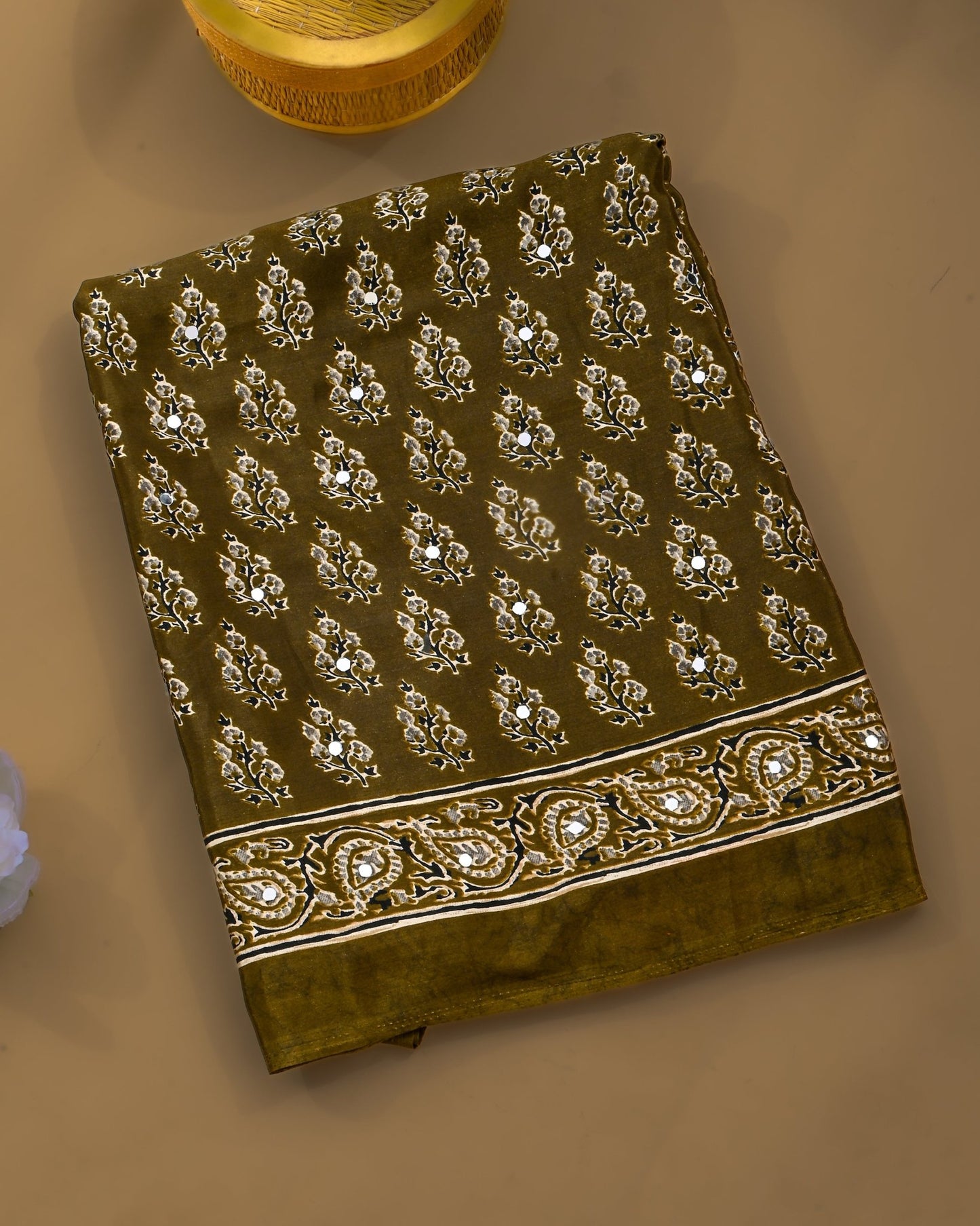 Green Silk Printed Saree - Shop Vastram
