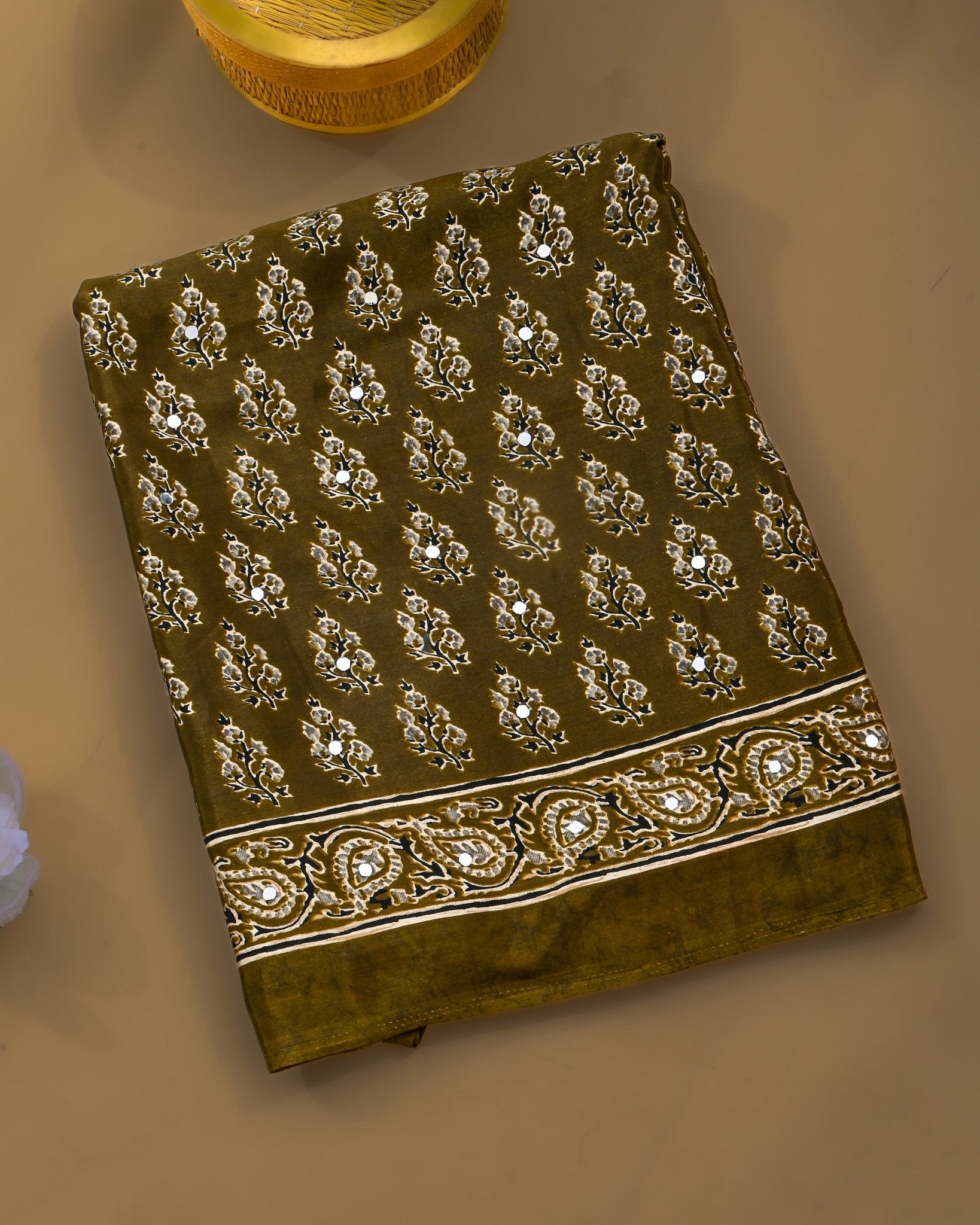Green Silk Printed Saree - Shop Vastram