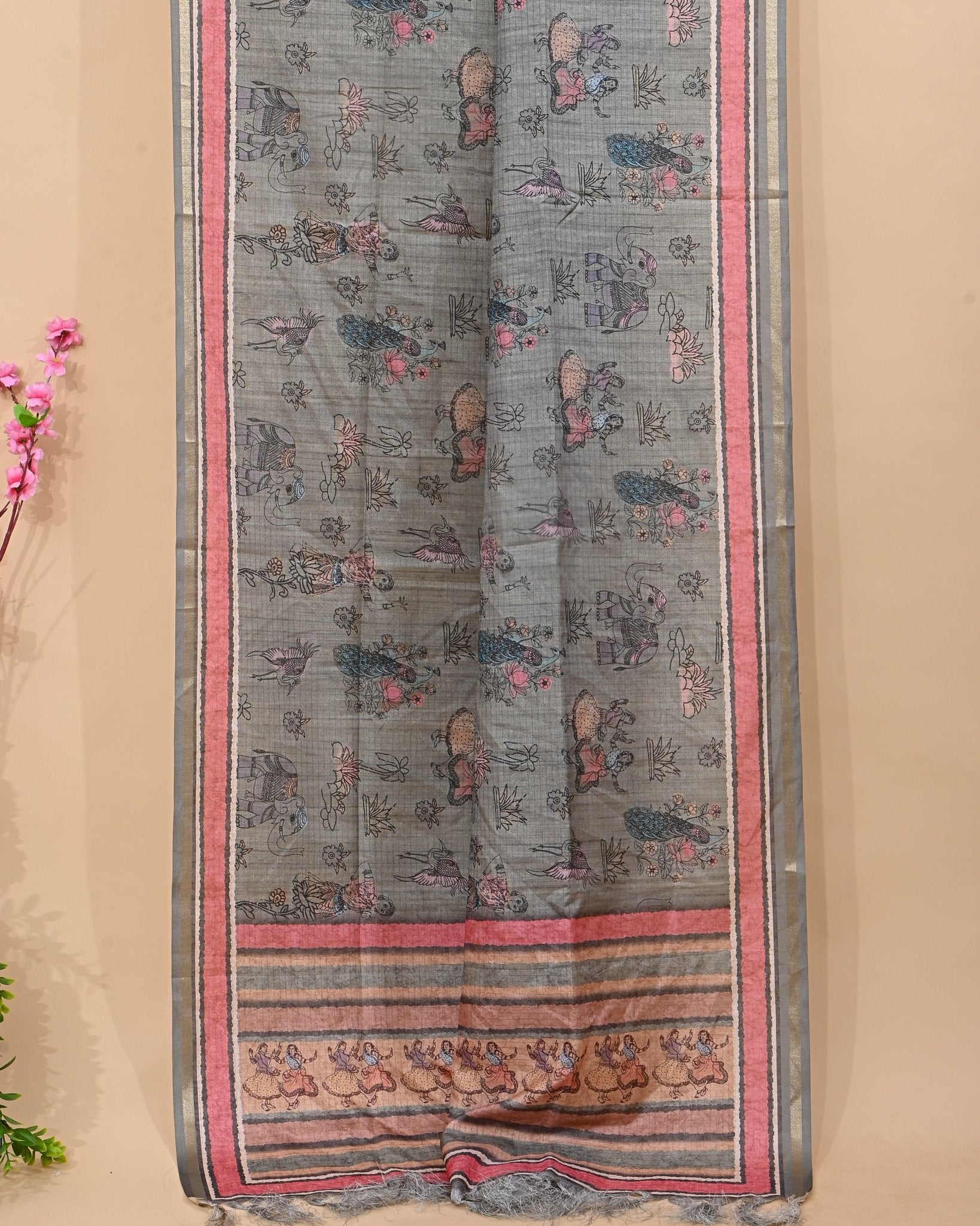 Green Silk Printed Saree - Shop Vastram