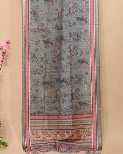 Green Silk Printed Saree - Shop Vastram