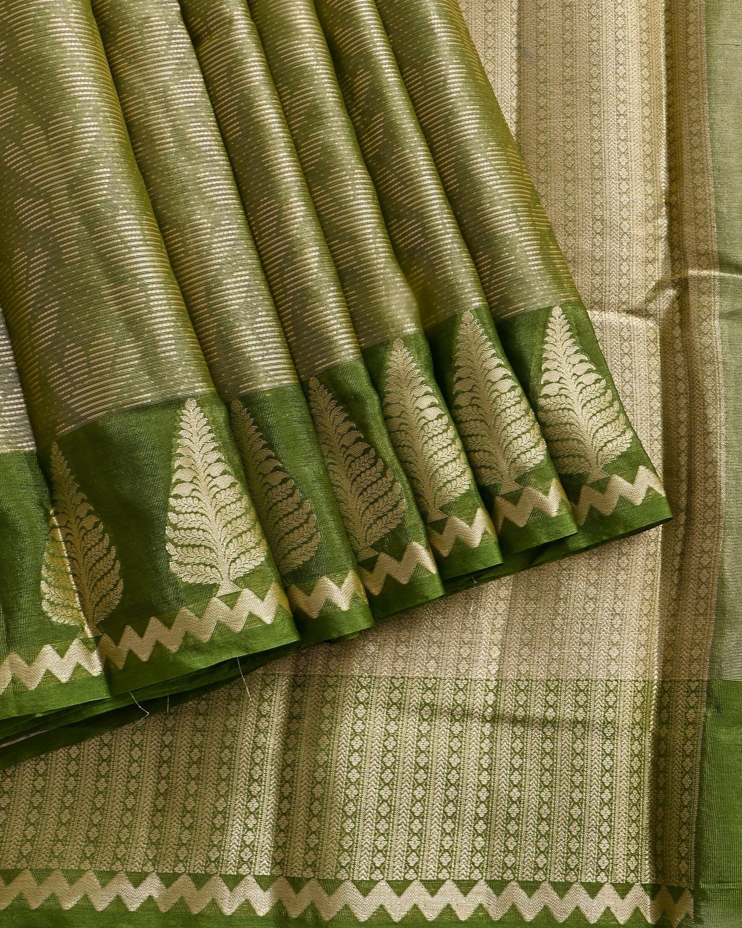 Green Tissue Banarasi Saree - Shop Vastram