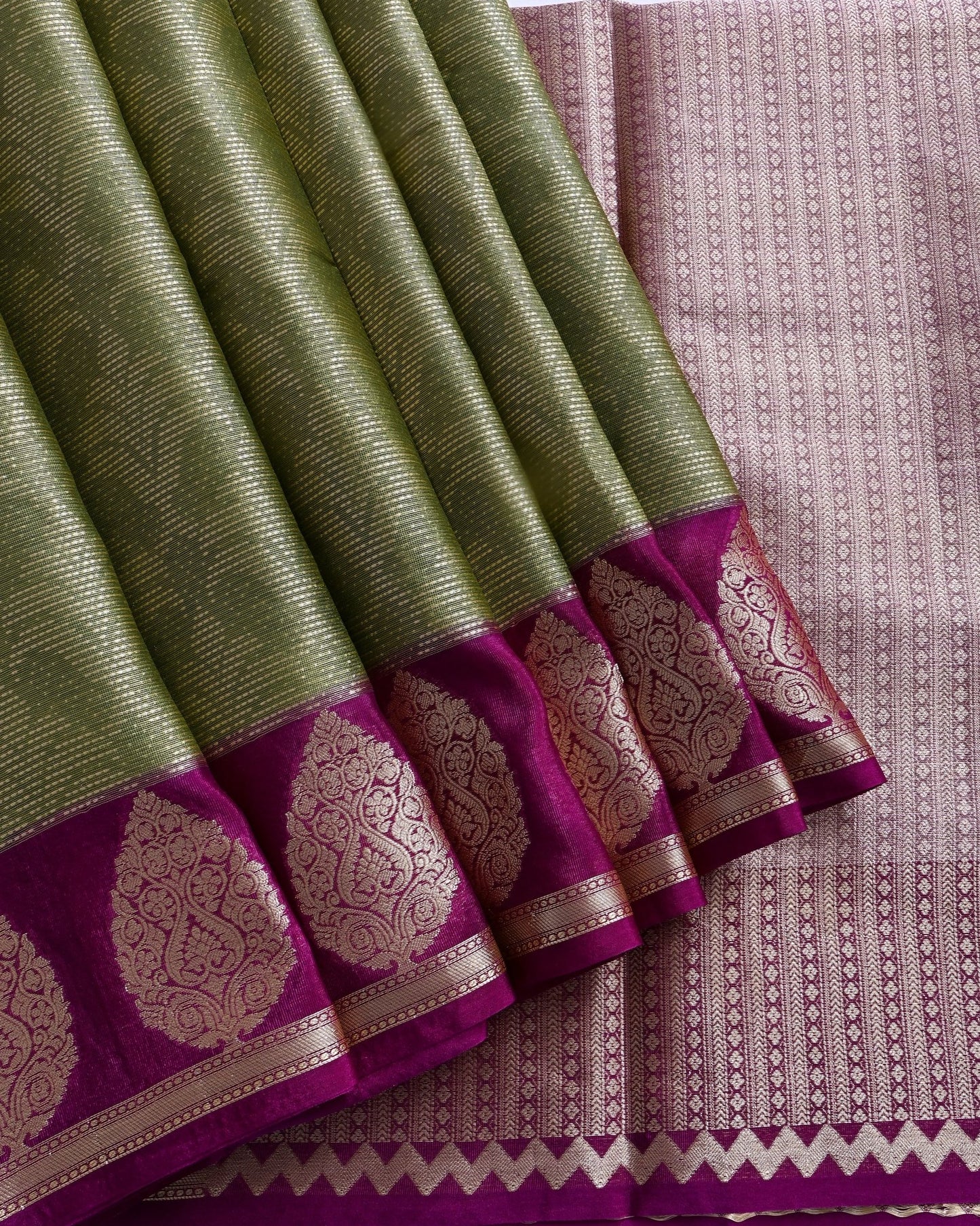 Green Tissue Banarasi Saree - Shop Vastram