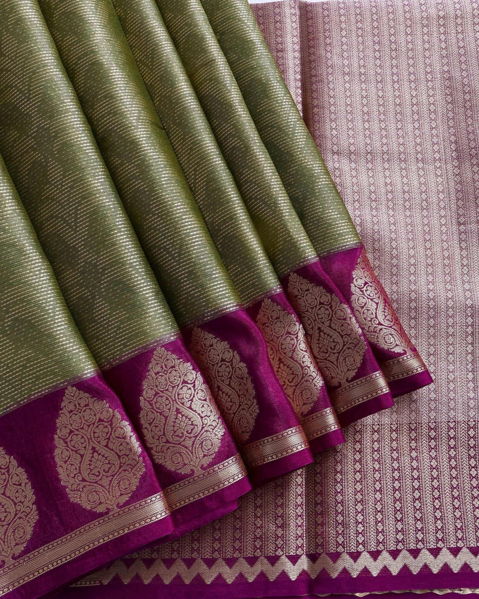 Green Tissue Banarasi Saree - Shop Vastram