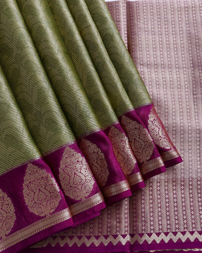Green Tissue Banarasi Saree - Shop Vastram