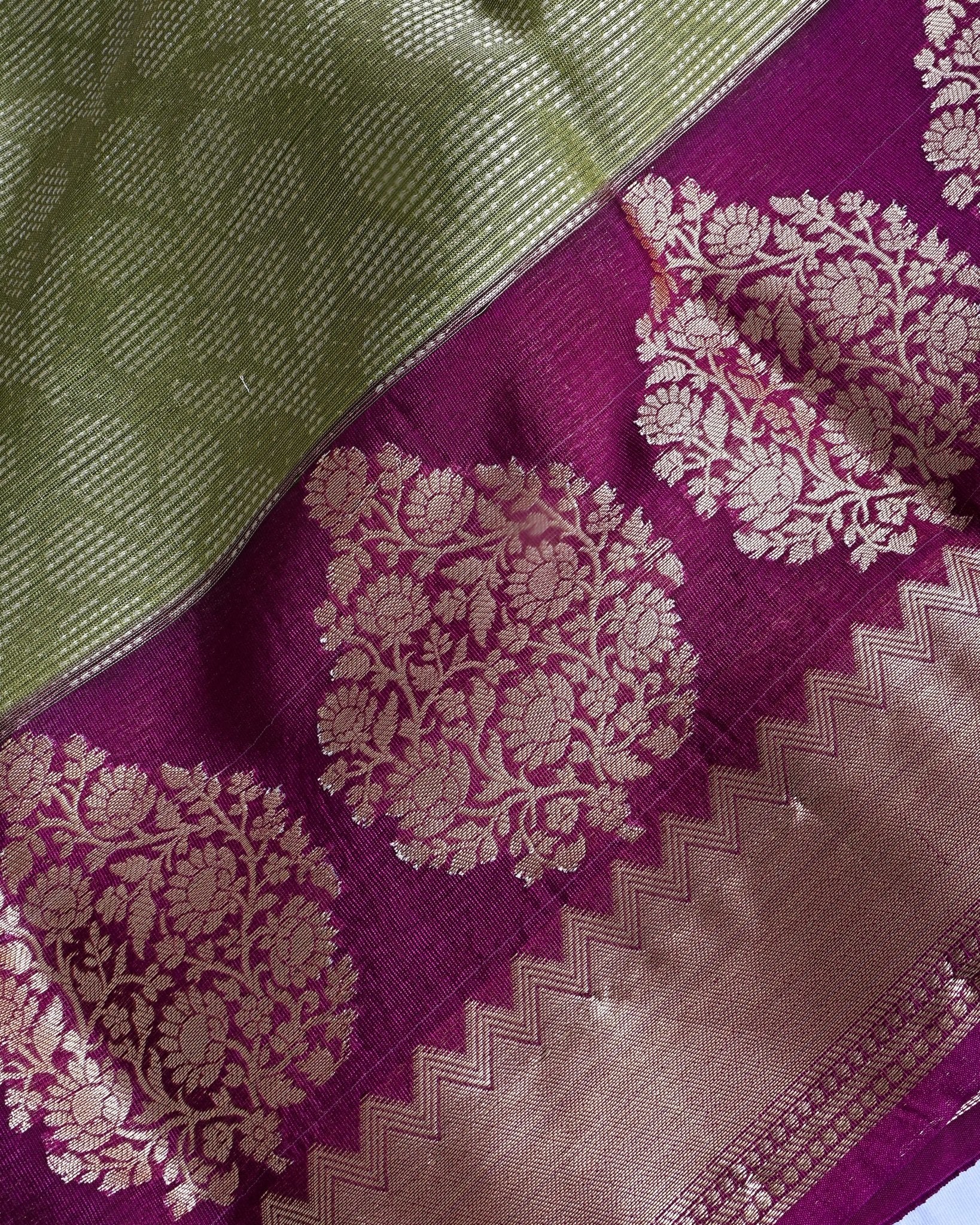 Green Tissue Banarasi Saree - Shop Vastram