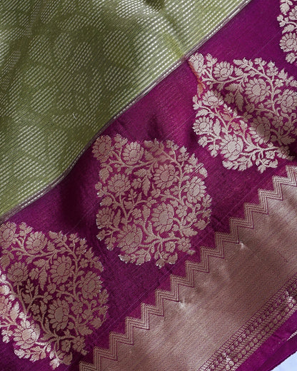 Green Tissue Banarasi Saree - Shop Vastram
