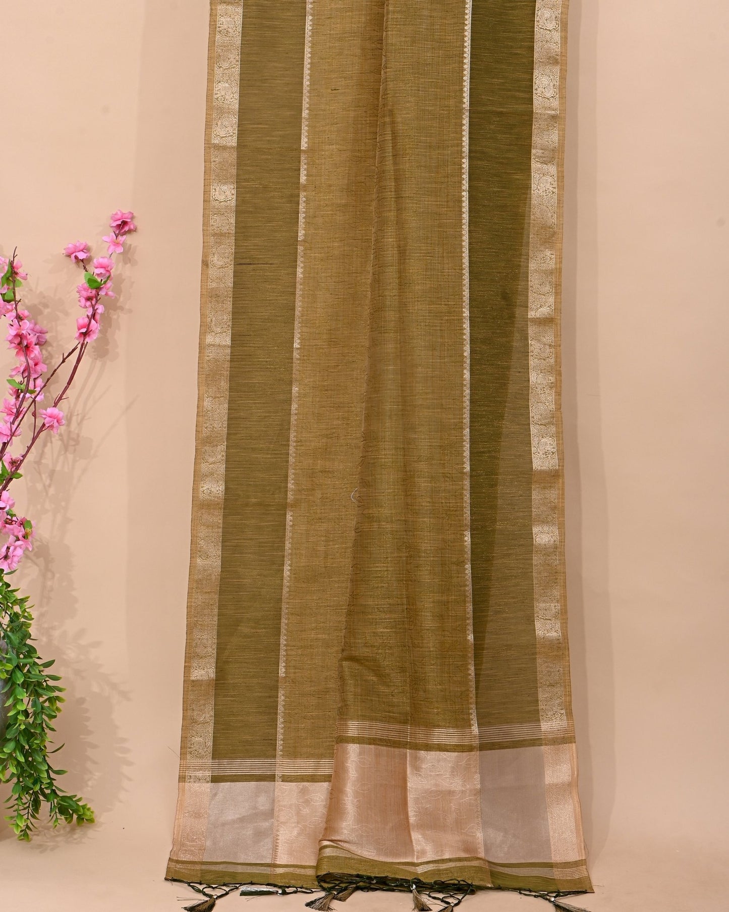 Green Tissue Banarsi Saree - Shop Vastram