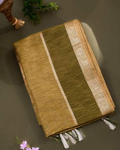 Green Tissue Banarsi Saree - Shop Vastram