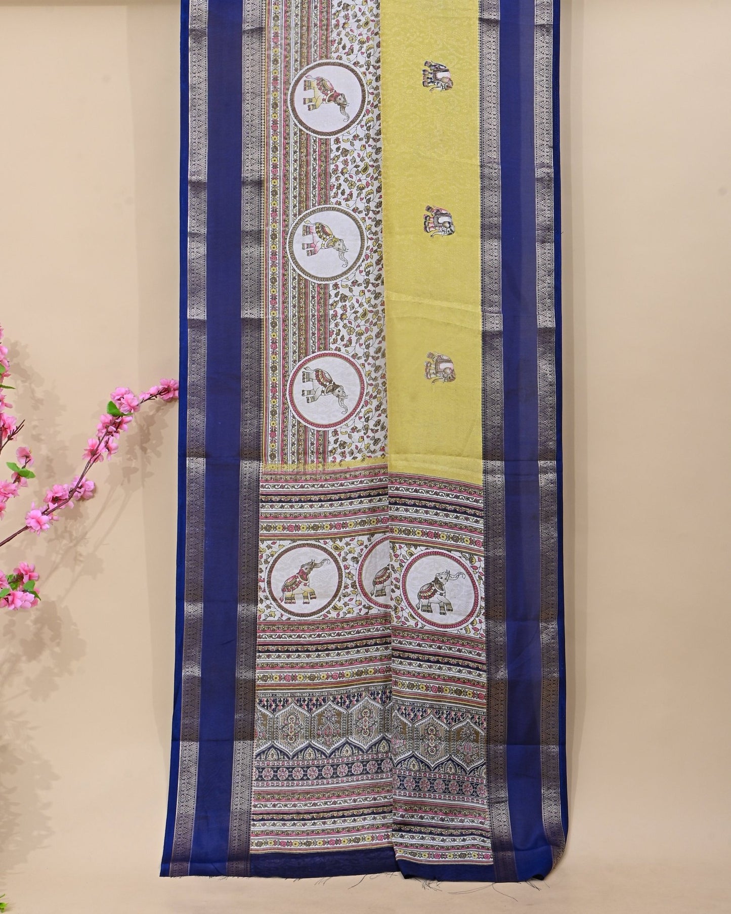 Green Tissue Printed Saree - Shop Vastram