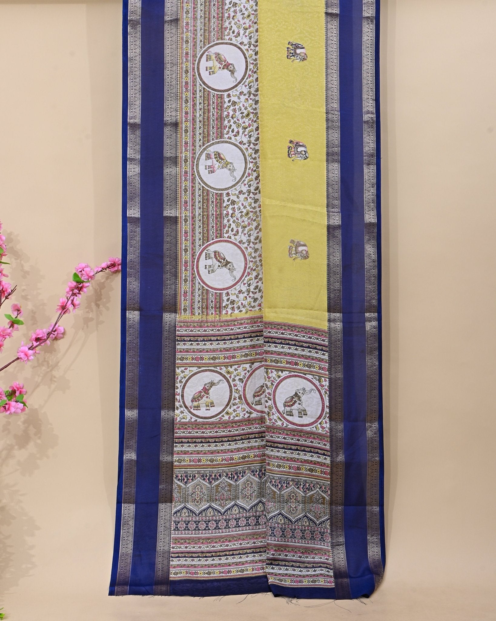 Green Tissue Printed Saree - Shop Vastram
