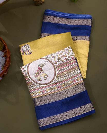 Green Tissue Printed Saree - Shop Vastram