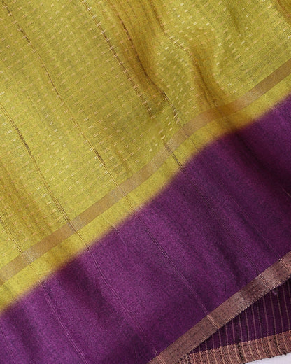 Green Tusser Banarsi Saree - Shop Vastram