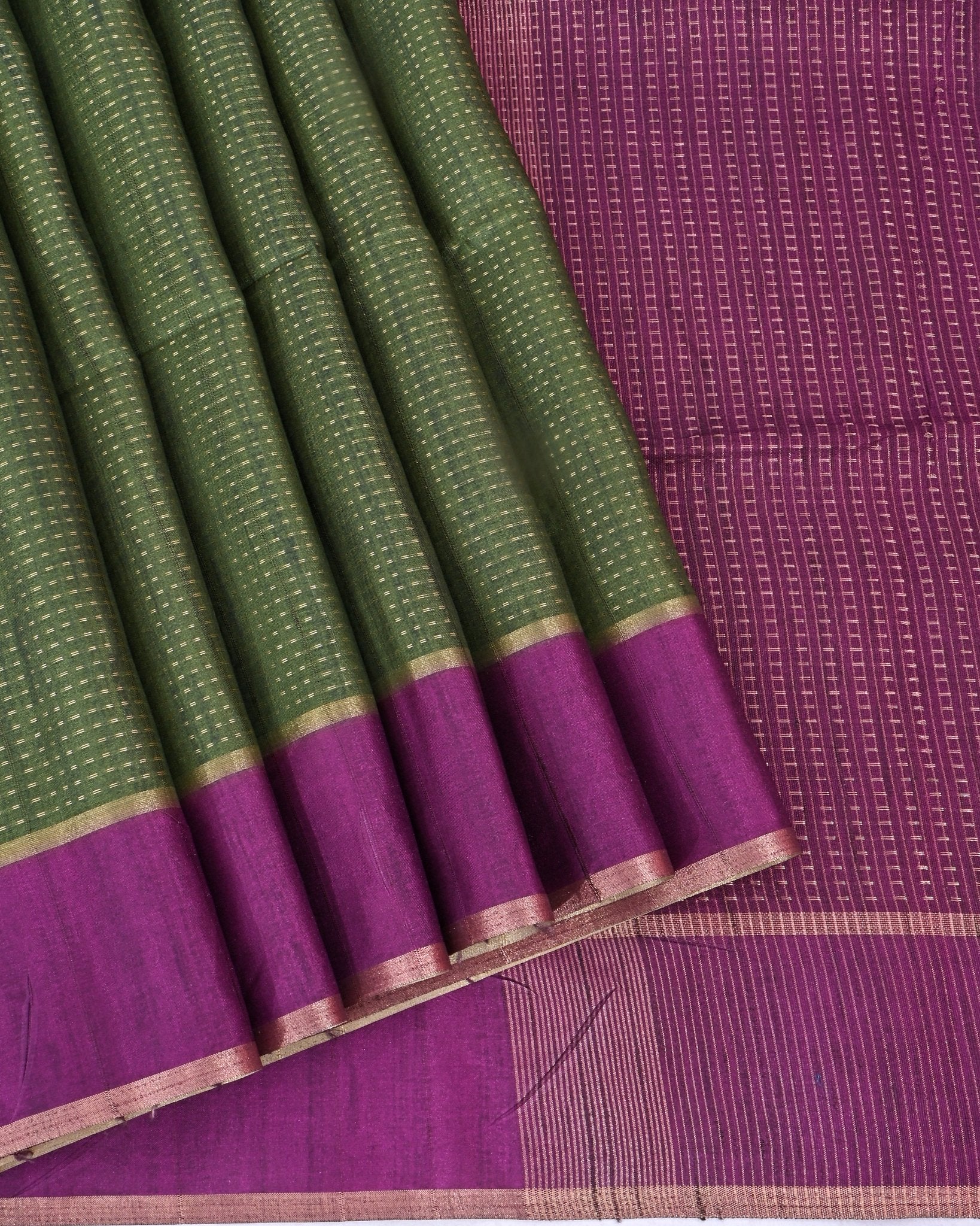 Green Tusser Banarsi Saree - Shop Vastram