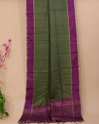 Green Tusser Banarsi Saree - Shop Vastram