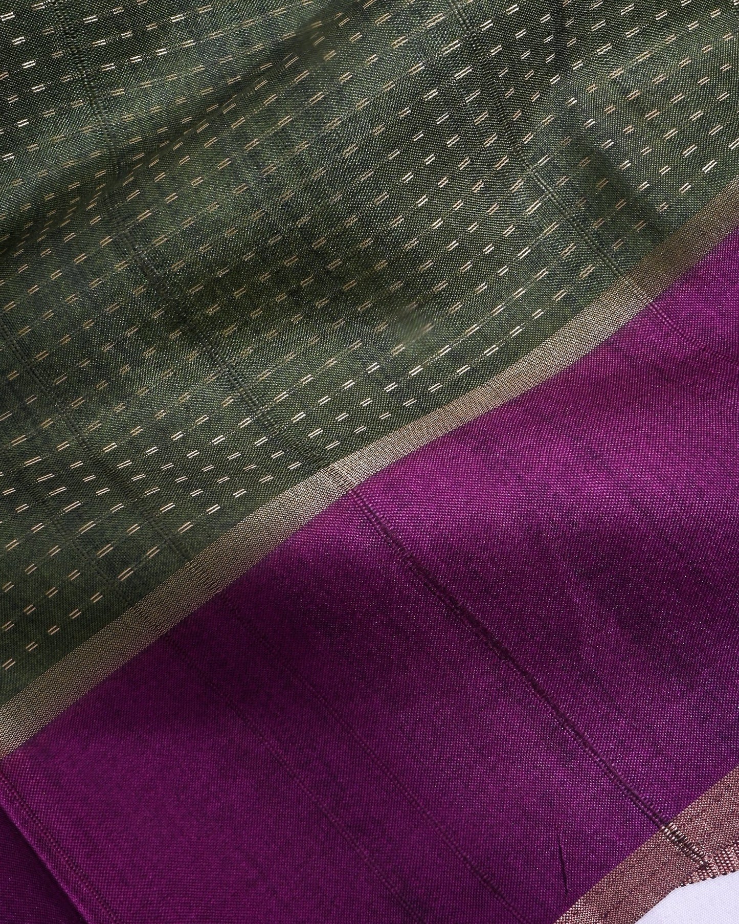 Green Tusser Banarsi Saree - Shop Vastram