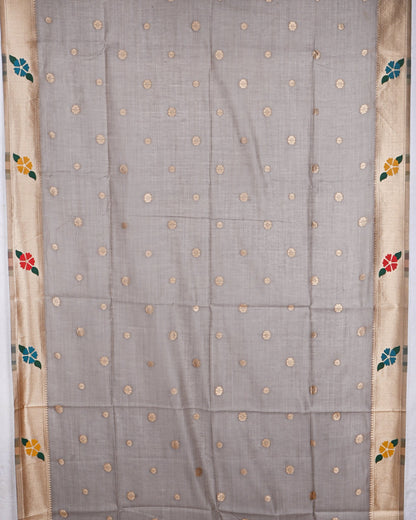 Grey color Chanderi Saree - Shop Vastram