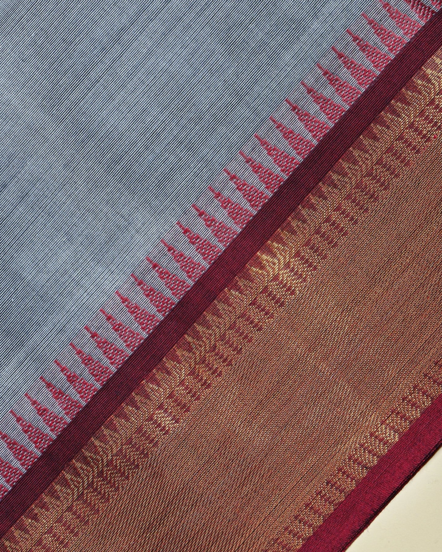 Grey Color Cotton Saree - Shop Vastram