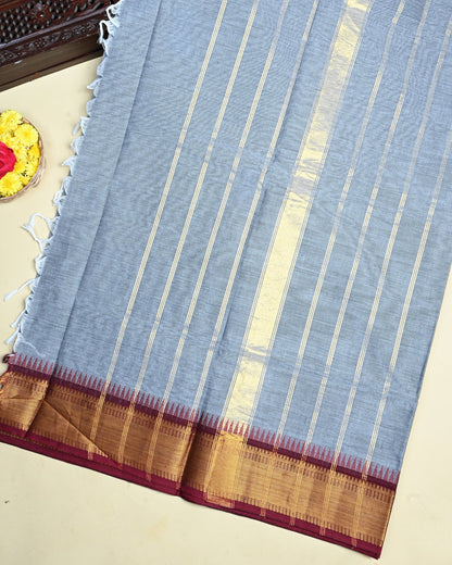 Grey Color Cotton Saree - Shop Vastram