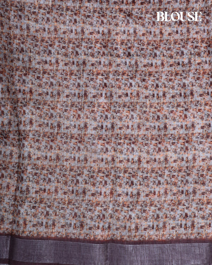 Grey Color Lenin Saree - Shop Vastram