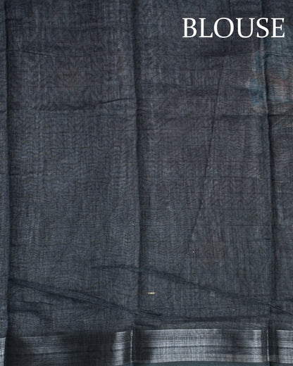 Grey Color Lenin Saree - Shop Vastram