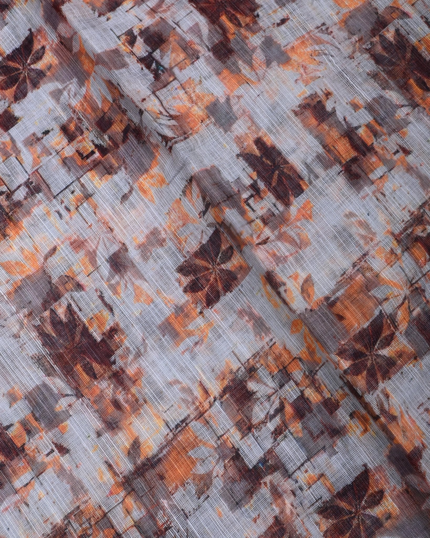 Grey Color Lenin Saree - Shop Vastram
