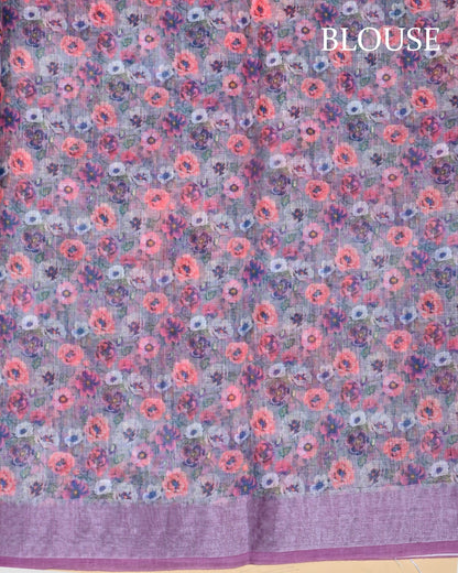Grey Color Lenin Saree - Shop Vastram