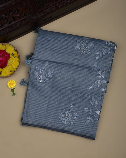 Grey Color Silk Kota Saree - Shop Vastram