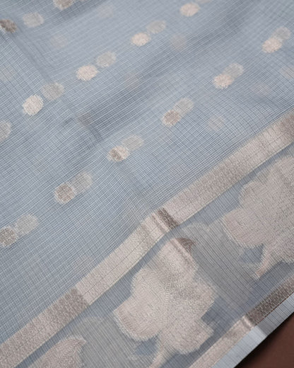 Grey Color Silk Kota Saree - Shop Vastram