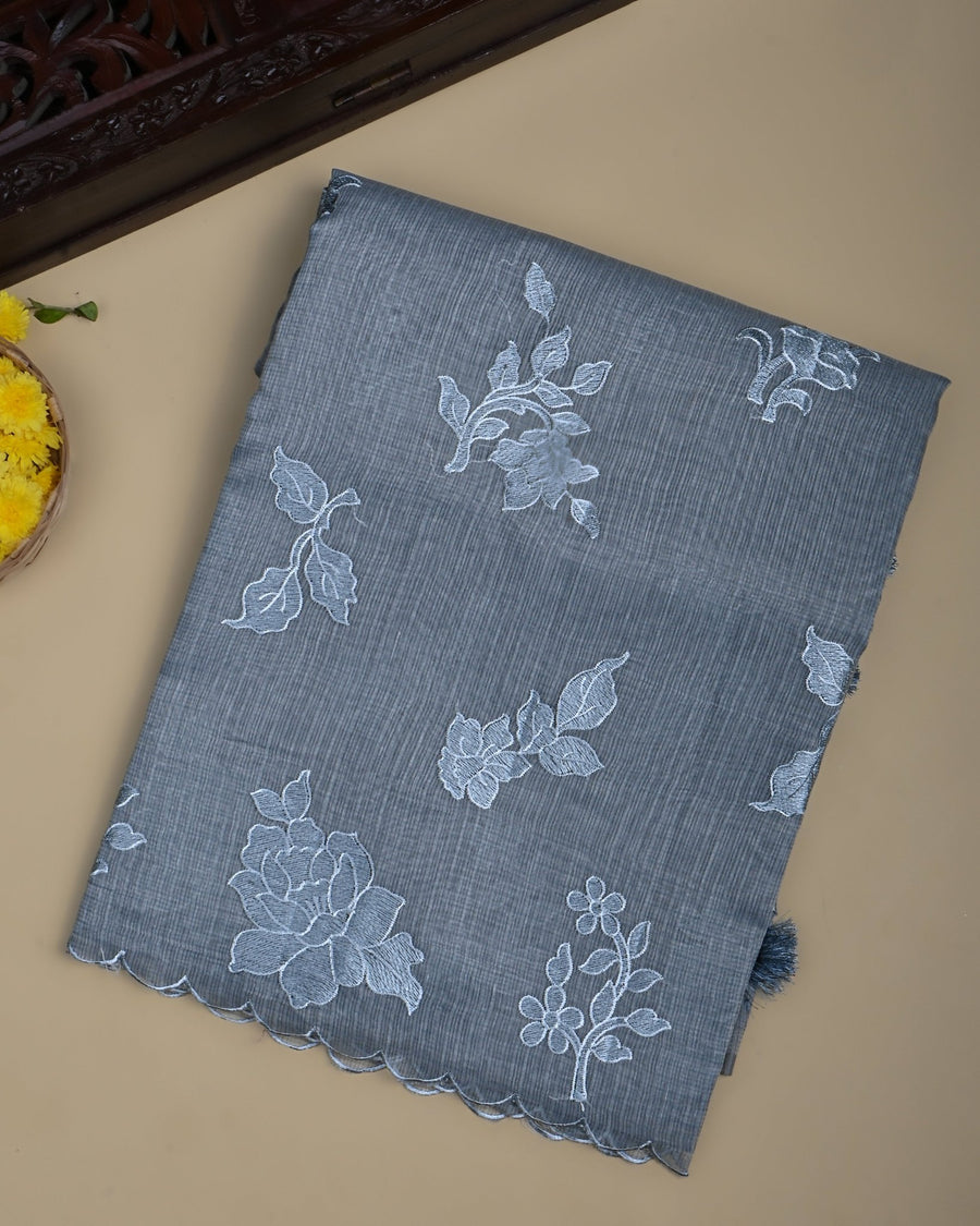 Grey Color Silk Kota Saree - Shop Vastram