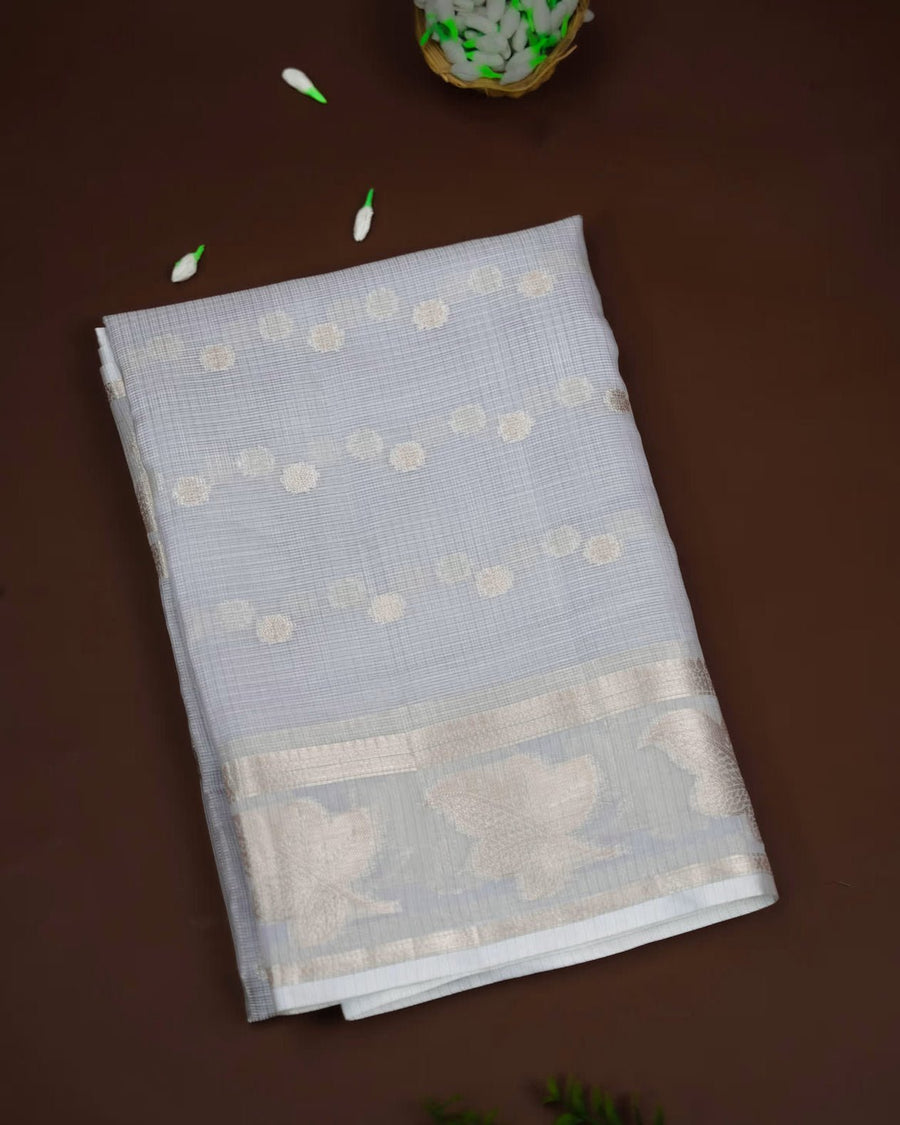 Grey Color Silk Kota Saree - Shop Vastram
