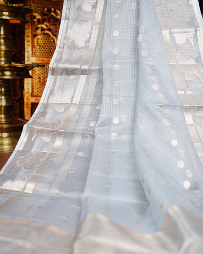Grey Color Silk Kota Saree - Shop Vastram